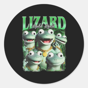 Lizard Lizard Lizard Funny Meme Lizard Bootleg Wei Runder Aufkleber