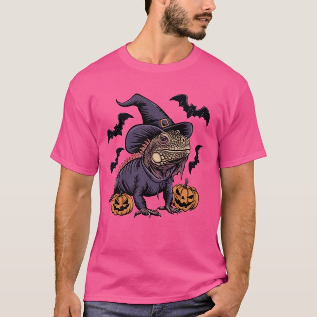 Lizard Lover Beängstigend Pumpkin Bat Witch Lizard T-Shirt (Vorderseite)