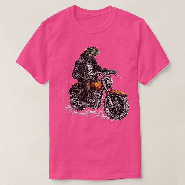 Lizard Motorbiker rocking Dragon Motorrad Biker T-Shirt (Design vorne)