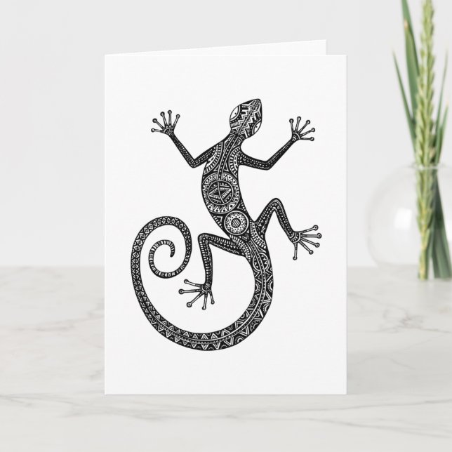 Lizard oder Salamander Doodle Karte (Vorderseite)