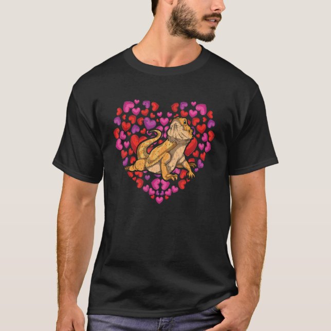 Lizard Reptile Keeper Tier Herz Bartete Drache T-Shirt (Vorderseite)