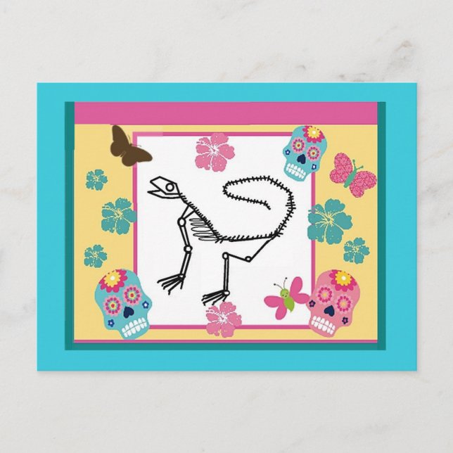 Lizard Skelett, Tag der Toten Postkarte (Vorderseite)