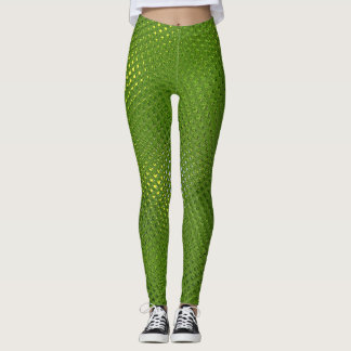 Lizard Skin Print Green Yellow Leggings