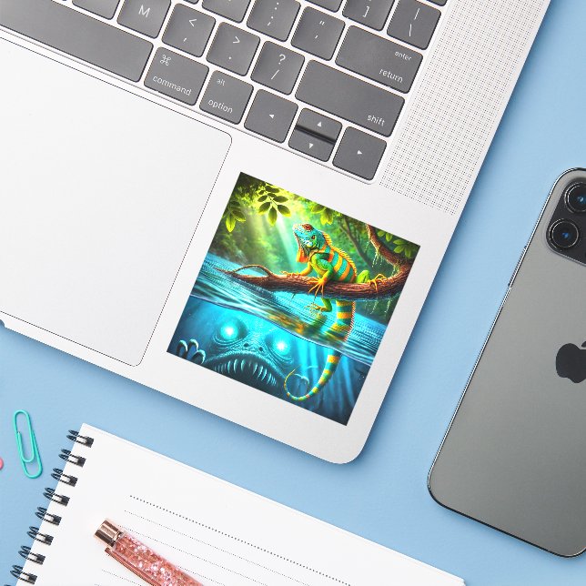 Lizard und Monster Aufkleber (Laptop mit iPhone)