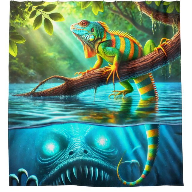 Lizard und Monster Duschvorhang (Vorderseite)