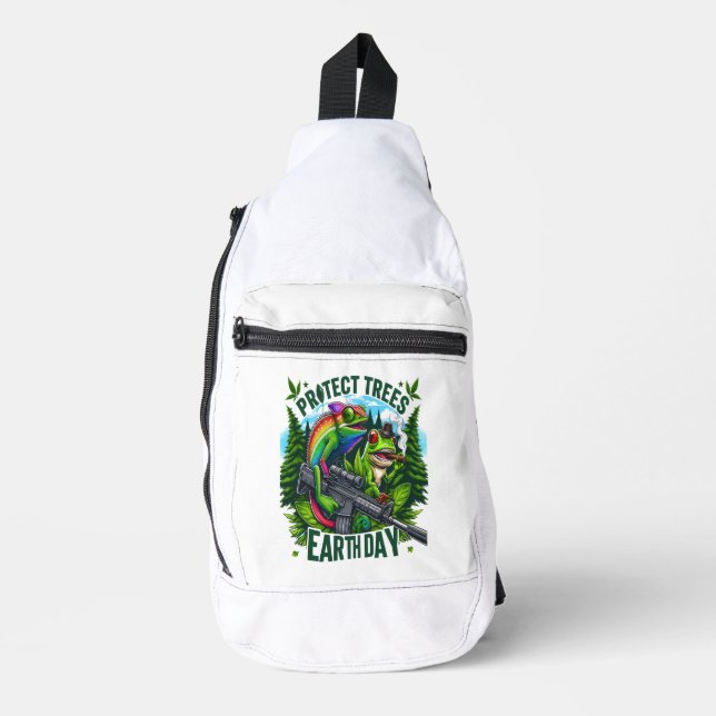 Lizard Warrior rettete die Bäume Crossbody Bag (Vorderseite)