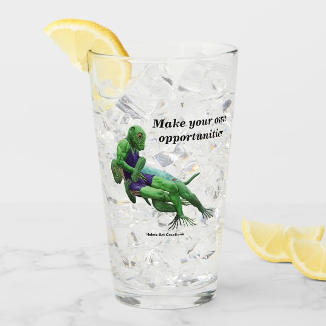 Lizard Warrior Wrestling Fantasy Art Glass Tumbler (Vorderseite Ice)