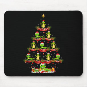 Lizard Xmas Lighting Santa Lizard Weihnachtsbaum Mousepad