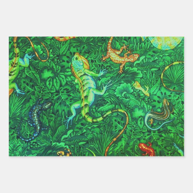 Lizards Batik Geschenkpapier Set (Vorderseite)