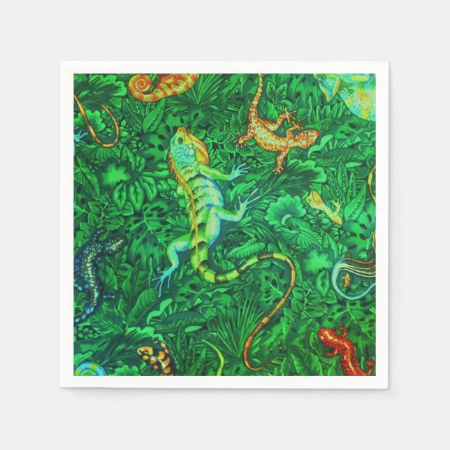 Lizards Batik Serviette (Vorderseite)