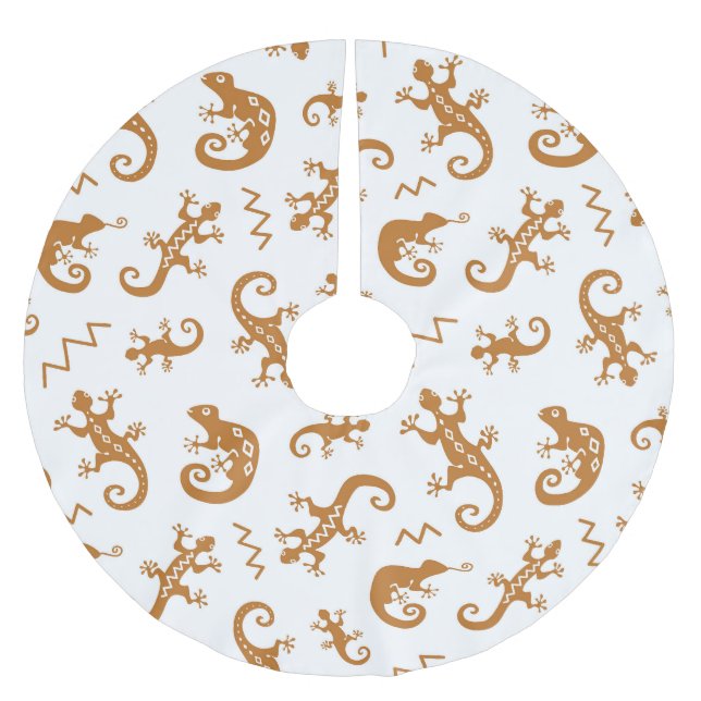 Lizards Chameleons: Nahtloses Muster. Polyester Weihnachtsbaumdecke (Vorderseite)