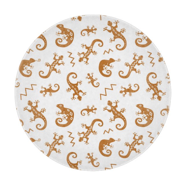 Lizards Chameleons: Nahtloses Muster. Schneidebrett (Vorderseite)