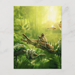 Lizards Frogs Jungle Reptiles Landschaft Postkarte