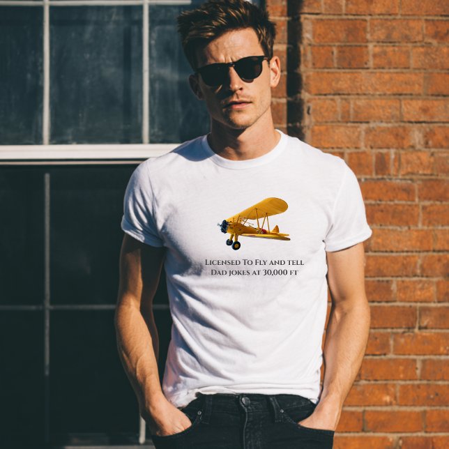 Lizenz für Fly & Tell Jokes, Funny, Pilot Spaß T-Shirt (Von Creator hochgeladen)