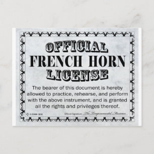 Lizenz für französisches Horn Postkarte