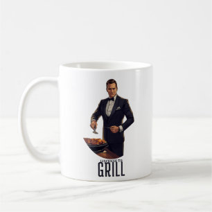 Lizenz zum Grillen James-Bond-Parodie-Illustration Kaffeetasse