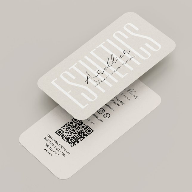Lizenzierte Kosmetikerin Sand Minimal QR Code Visitenkarte (Licensed Esthetician Sand Minimal QR Code Business Card
)