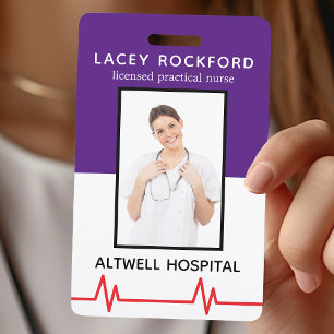 Lizenzierte Praxis Krankenschwester LPN Lila Mediz Ausweis