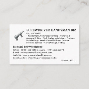 Lizenzierter Handwerker Visitenkarte