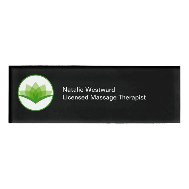 Lizenzierter Massagetherapeut Lotus Blume Theme Namenschild (Vorderseite)