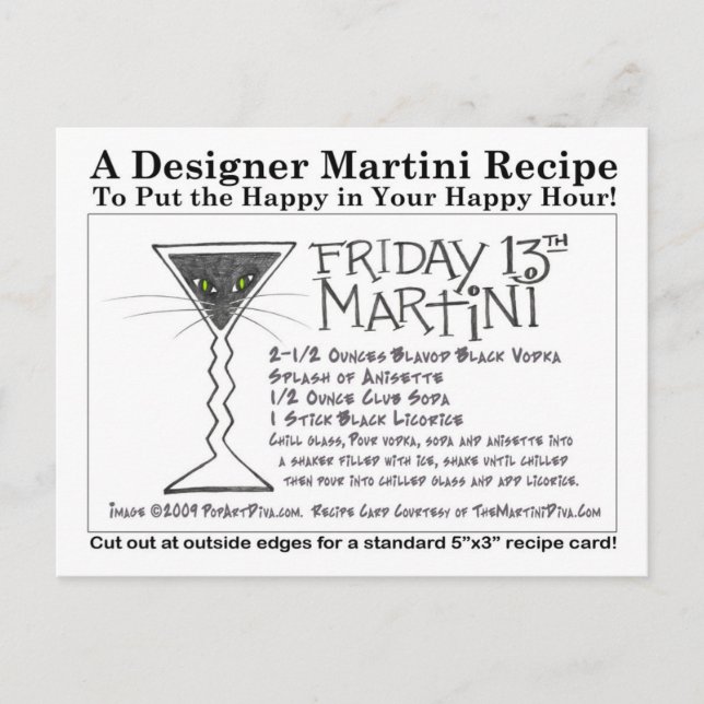 Lizenznehmer Freitag, 13. Martini-Rezept-Karte Postkarte (Vorderseite)