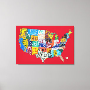 Lizenzplan Karte der USA Wrapped Canvas 36x24 Leinwanddruck