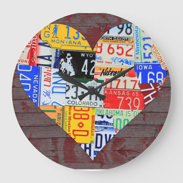 Lizenzplatte Art Gerecycelt Vintage Uhr (Vorderseite)