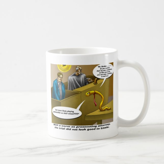 Lizzie Borden Trial Funny Cartoon Geschenke Kaffeetasse (Rechts)