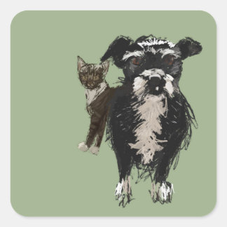 Lizzie & Kitty Quadratischer Aufkleber