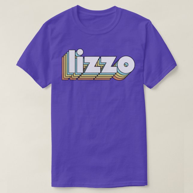 Lizzo Retro Rainbow Typografie verblasster Stil T-Shirt (Design vorne)
