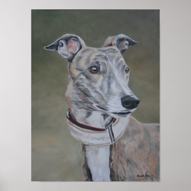 Lizzy Brindle Greyhound Greeting Card Poster (Vorne)