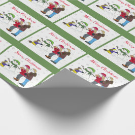 Lizzy's People Snowman Fun Wrapping Paper Green Geschenkpapier
