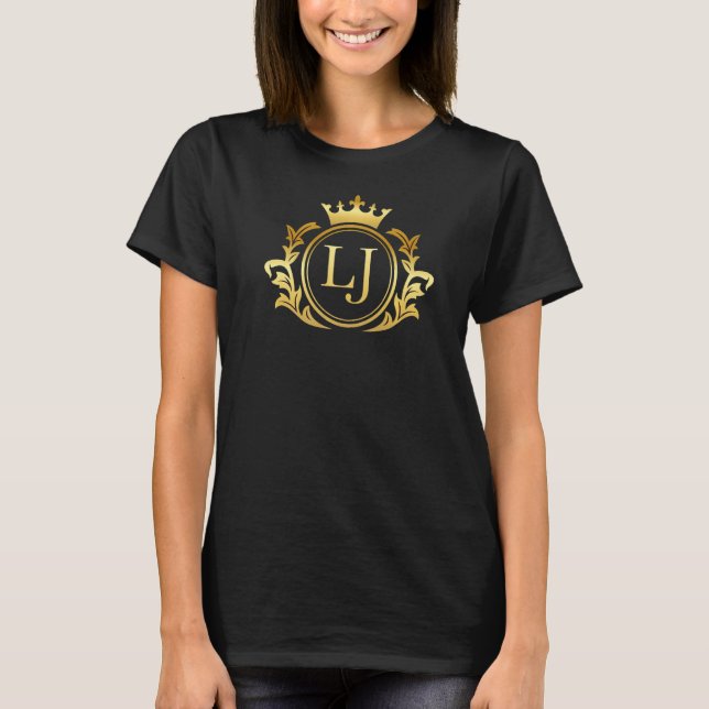 LJ Initialen Monogramm Wappen T-Shirt (Vorderseite)