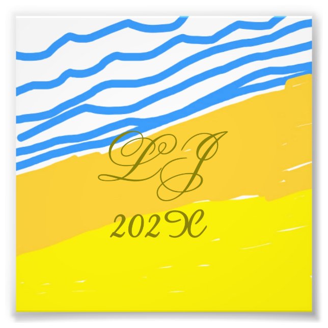 LJ Monogram Elegant Modern Beach Wedding Fotodruck (Vorne)