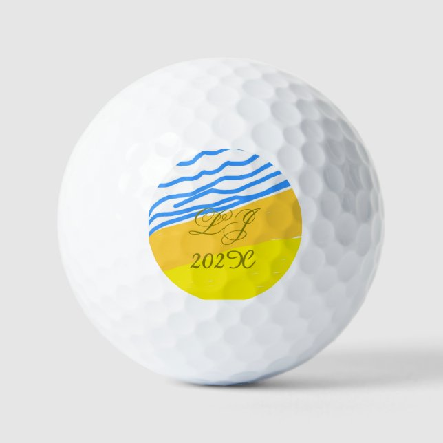 LJ Monogram Elegant Modern Beach Wedding Golfball (Vorderseite)