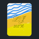 LJ Monogram Elegant Modern Beach Wedding Magnet<br><div class="desc">LJ Monogram oder fügen Sie Ihr Monogramm hinzu. Ideal für Hochzeiten.</div>