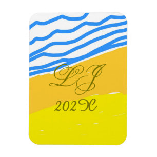 LJ Monogram Elegant Modern Beach Wedding Magnet