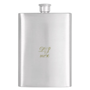 LJ Monogram Elegant Moderne Hochzeit Flachmann