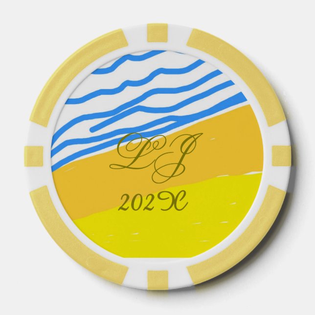LJ Monogram Elegant Moderne Hochzeit Pokerchips (Vorderseite)