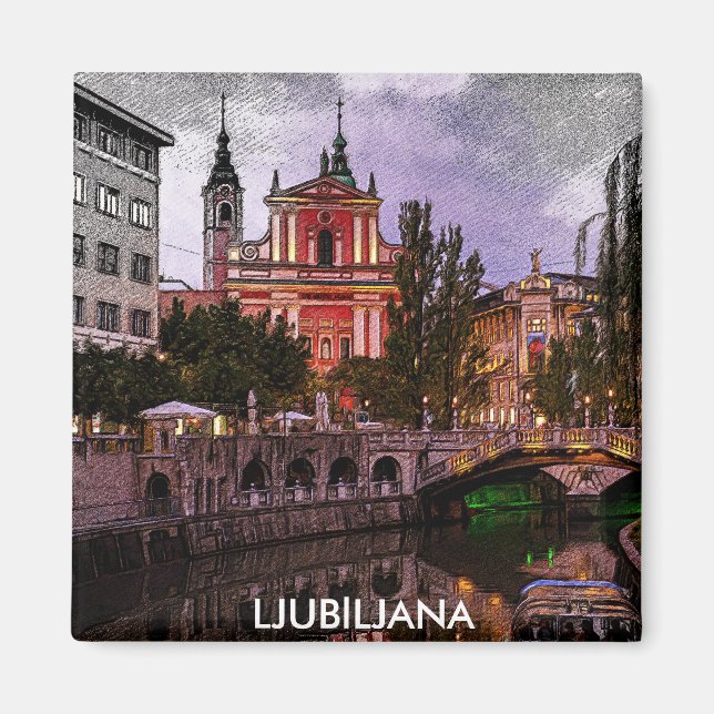 Ljubljana Slovenije Architektur Magnet (Vorne)