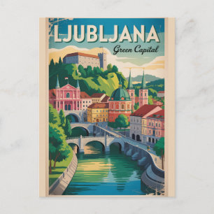 Ljubljana Slowenien Retro-Himmelzeile Stadtansicht Postkarte