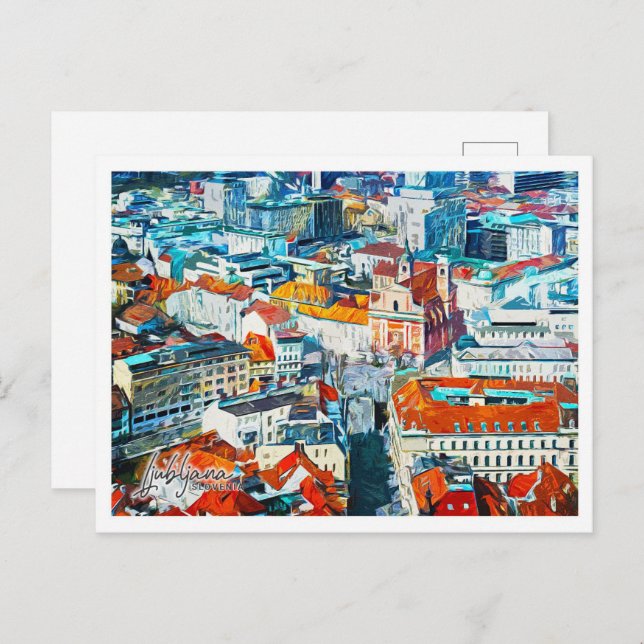 Ljubljana Slowenien Schönes Öl Paint Landschaft Postkarte (Vorne/Hinten)