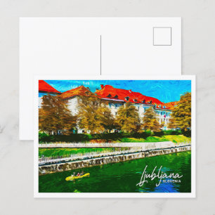 Ljubljana Slowenien Schönes Öl Paint Landschaft Postkarte