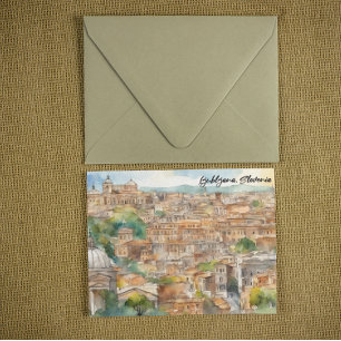 Ljubljana Slowenien Silhouette Aquarellmalerei Postkarte