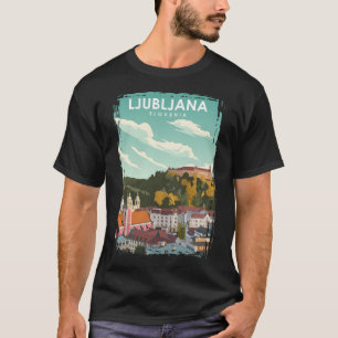 Ljubljana Slowenien Vintage Minimal Retro Reise Po T-Shirt
