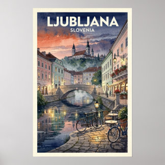 Ljubljana Slowenien Vintage-Reise Poster