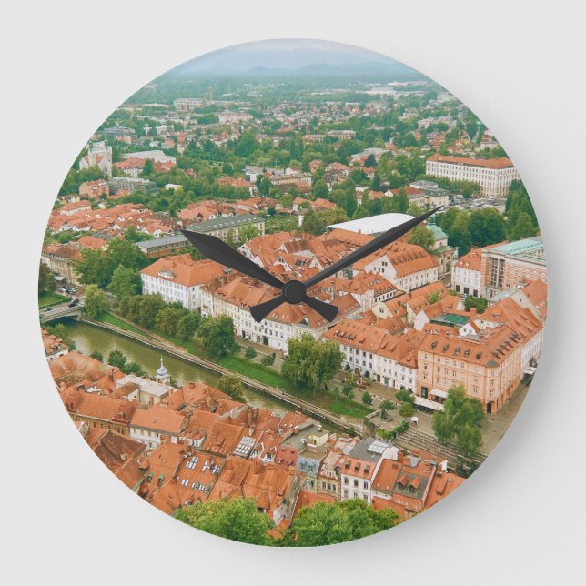 Ljubljana von oben große wanduhr (Vorderseite)