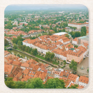 Ljubljana von oben rechteckiger pappuntersetzer