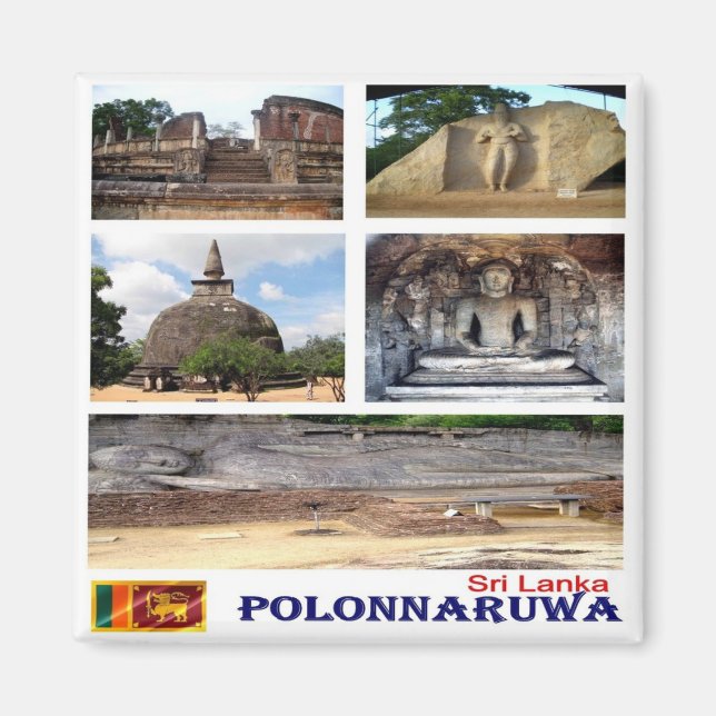 LK015 POLONNARUWA Collage, Sri Lanka, Kühlschrank Magnet (Vorne)