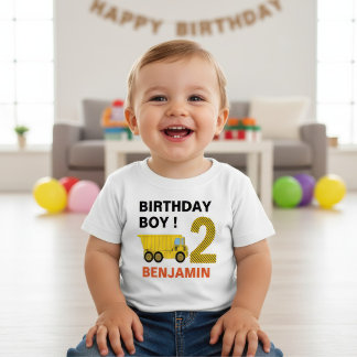 Lkw-Bau 2. Geburtstag Party Baby T-shirt
